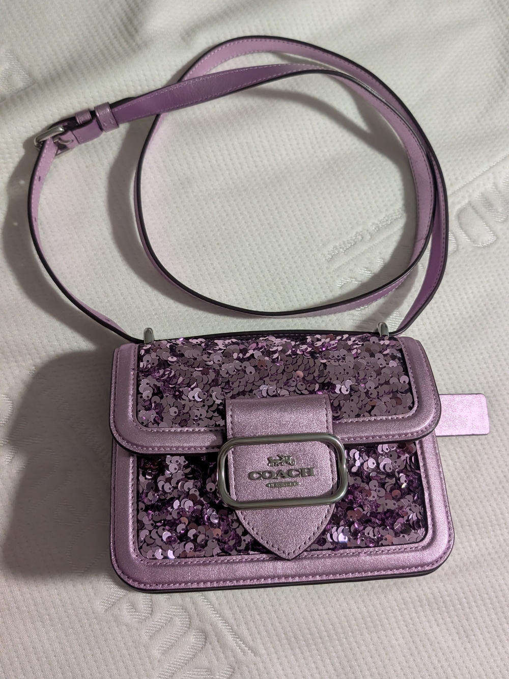 Coach Glitter Sequin Convertible Crossbody Bag With Wallet - Lavender